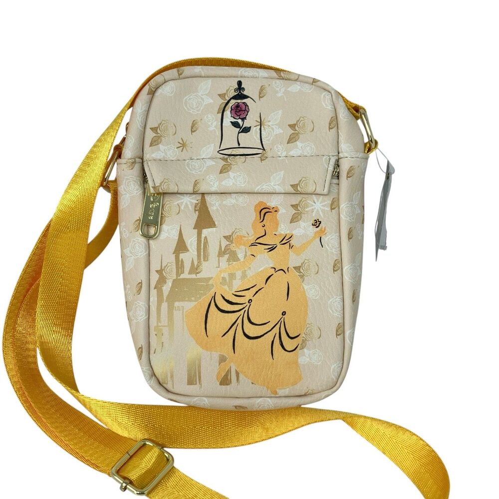 Disney Belle Crossbody Bag Gold Rose Castle Princess Beauty and the Beast Nwt